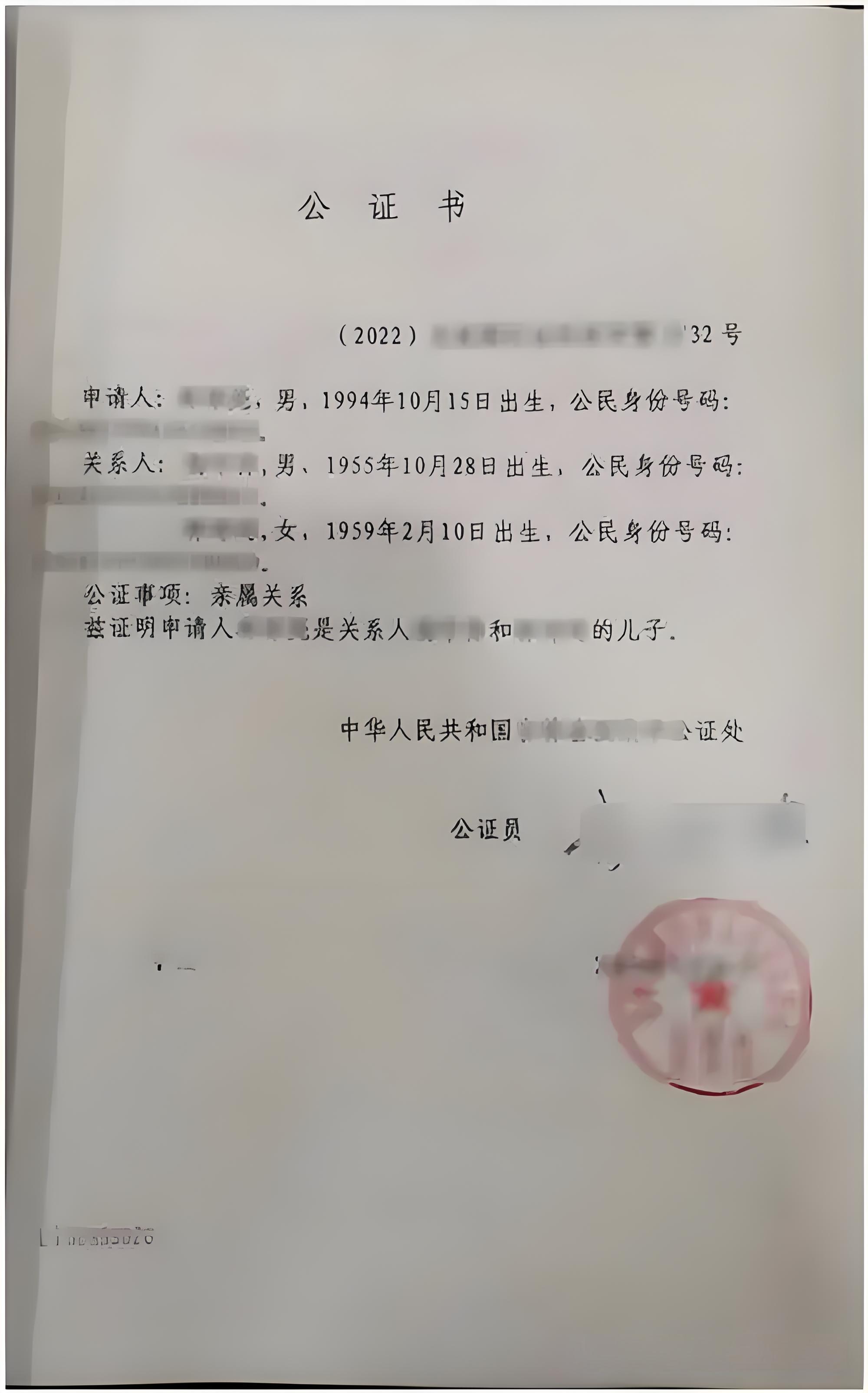 申根签证亲属关系证明海牙认证办理