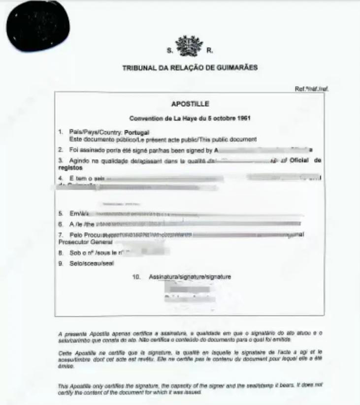 葡萄牙出生证回国落户海牙认证